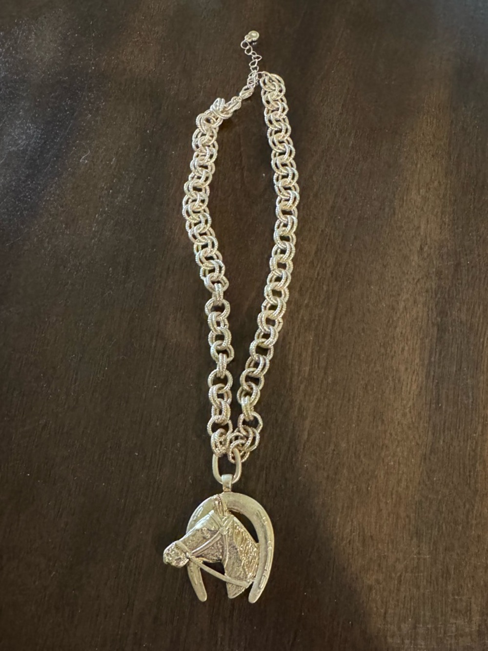 Gold-Tone Horse Head Pendant Necklace